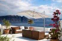 Grand parasol dport toile ecru taupe gris anthracite Galileo Starwhite ou Inox SCOLARO