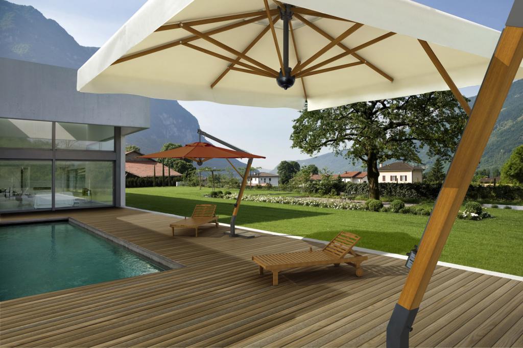 Pied de parasol pour terrasse en bois, Argenté - Dancovershop FR